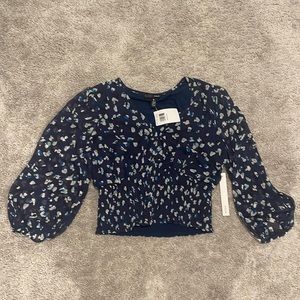 Aqua cropped blue blouse